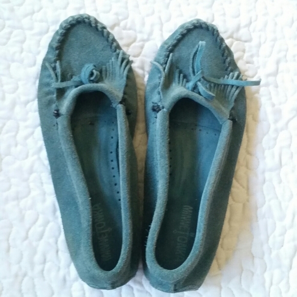Vintage Minnetonka 10 Turquoise Moccasin Slip On - Picture 3 of 7